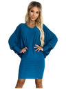 numoco Netopirske obleke z izrezom - morsko modra barva z bleščicami