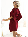 numoco SOFIA Metuljaste obleke z vezavo v pasu - vinsko rdeča barva
