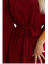numoco SOFIA Metuljaste obleke z vezavo v pasu - vinsko rdeča barva
