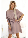 numoco SOFIA Metuljaste obleke z vezavo v pasu - MOCHA MOUSSE