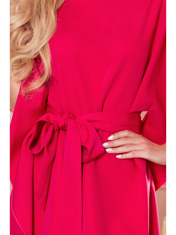 numoco SOFIA Metuljaste obleke z vezavo v pasu - malinasta barva
