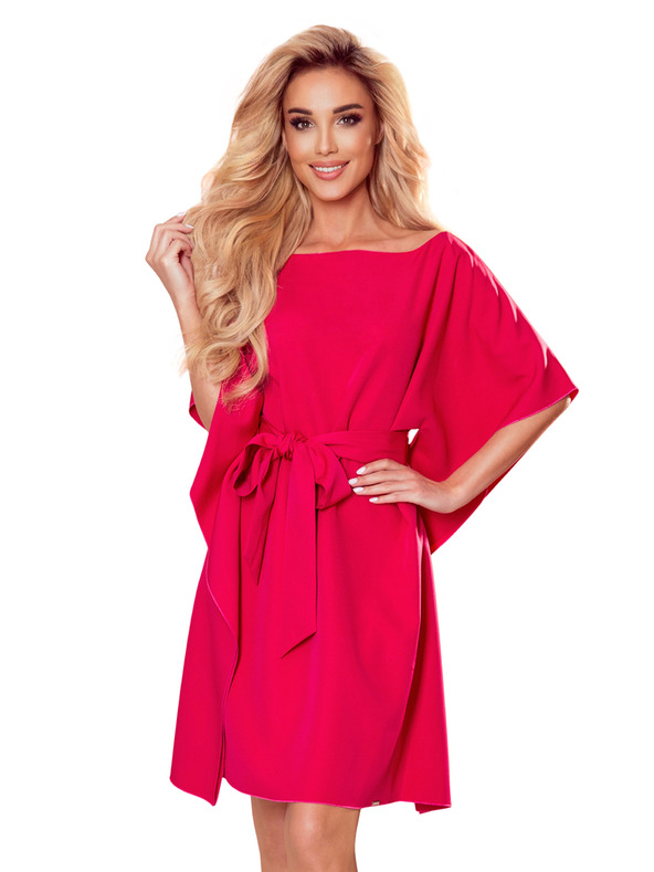 numoco SOFIA Metuljaste obleke z vezavo v pasu - malinasta barva