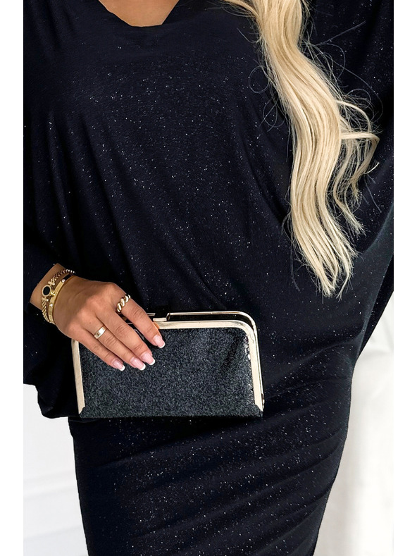 numoco Netopirske obleke z izrezom - črna barva z bleščicami