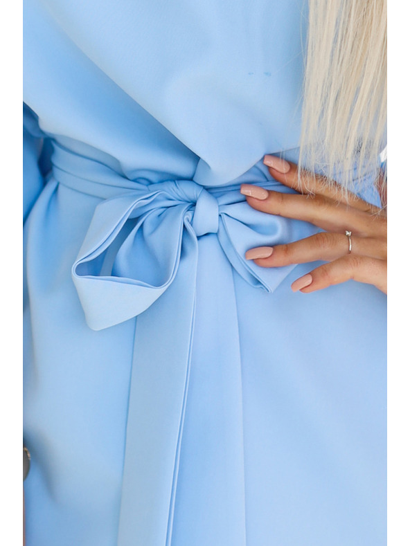 numoco SOFIA Metuljaste obleke s kravato v pasu - pastelno modra