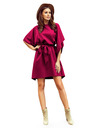 numoco SOFIA Metuljaste obleke z vezavo v pasu - vinsko rdeča barva