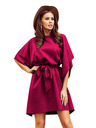 numoco SOFIA Metuljaste obleke z vezavo v pasu - vinsko rdeča barva