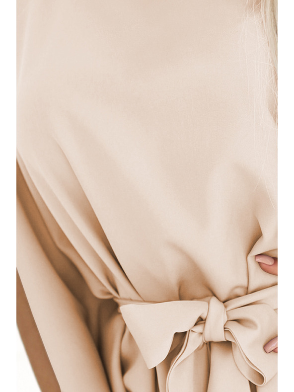 numoco SOFIA Metuljaste obleke z vezavo v pasu - temno bež