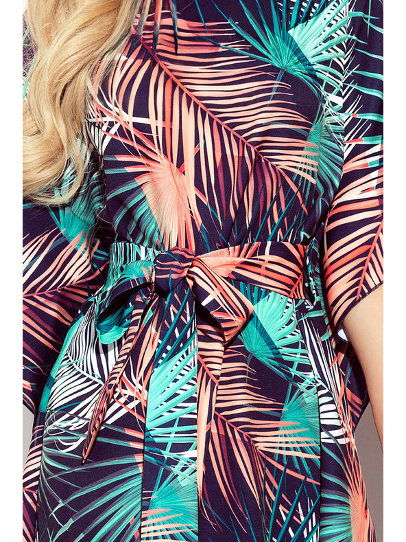 numoco SOFIA Metuljaste obleke z vezavo v pasu - palmovi listi