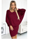 numoco Netopirske obleke z izrezom - vinsko rdeča barva z bleščicami