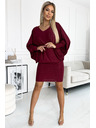 numoco Netopirske obleke z izrezom - vinsko rdeča barva z bleščicami