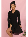 numoco ISABELLE Poljske nagubane obleke z dolgimi rokavi in izrezom - črne