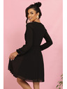 numoco ISABELLE Poljske nagubane obleke z dolgimi rokavi in izrezom - črne
