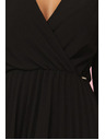 numoco ISABELLE Poljske nagubane obleke z dolgimi rokavi in izrezom - črne