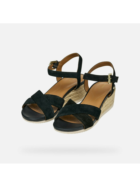 Geox Črni ženske sandali Geox Ischia Corda