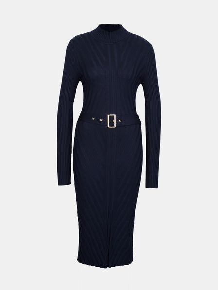 Orsay Temno modra ženska midi obleka s pasom ORSAY