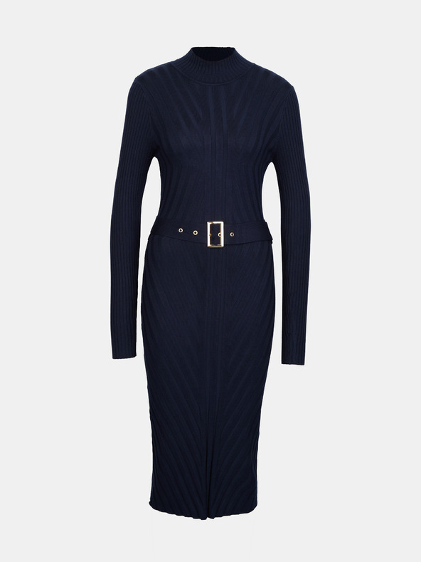 Orsay Temno modra ženska midi obleka s pasom ORSAY