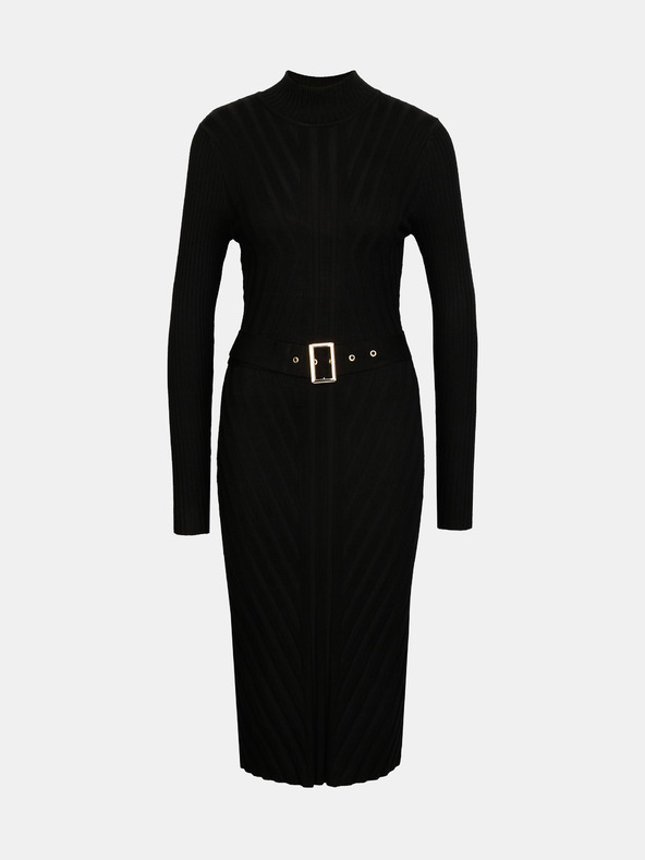 Orsay Črna ženska midi obleka s pasom ORSAY