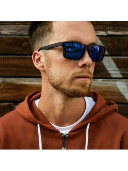 Horsefeathers Sončna očala Merlin - mat črna/modro zrcalna