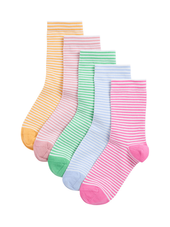 Marks & Spencer Prugaste nogavice z visokim deležem bombaža, komplet 5 parov (6 malo – 7 veliko) Marks & Spencer večbarvna