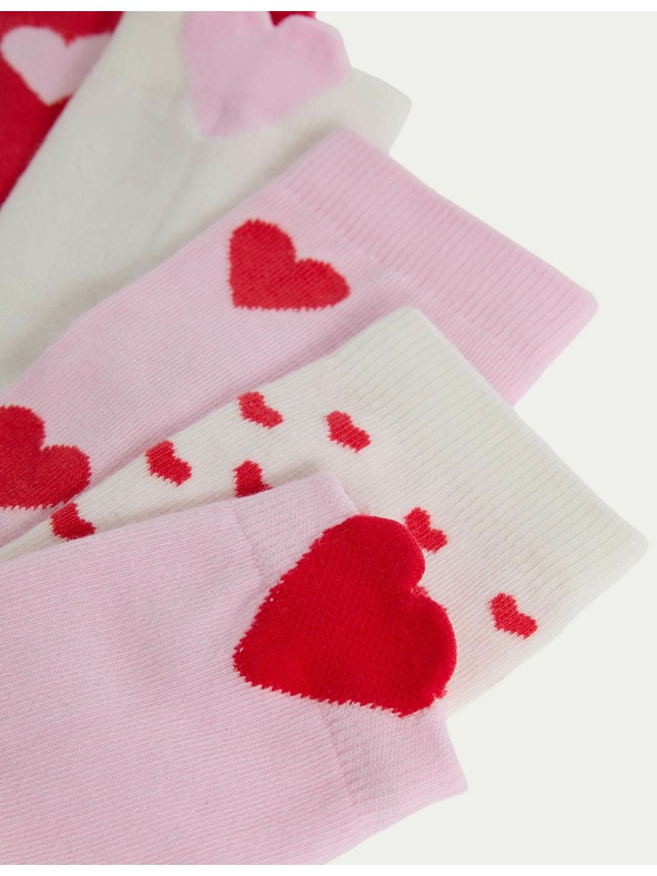 Marks & Spencer Progaste gležnjarje z visokim deležem bombaža, komplet 5 parov (6 malo – 7 veliko) Marks & Spencer roza