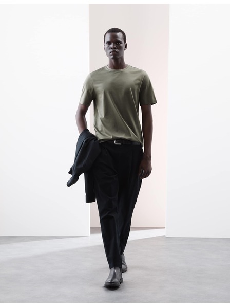 Marks & Spencer Majica iz premium bombažne tkanine, ozek kroj Marks & Spencer zelena