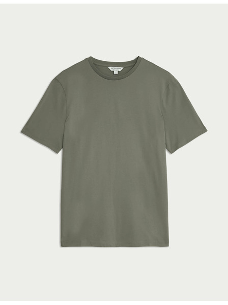 Marks & Spencer Majica iz premium bombažne tkanine, ozek kroj Marks & Spencer zelena