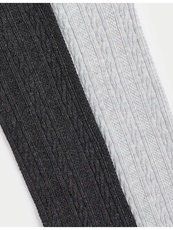 Marks & Spencer Komplet 2 najlonk s pletenino in visokim deležem bombaže (2–14 let) Marks & Spencer siva