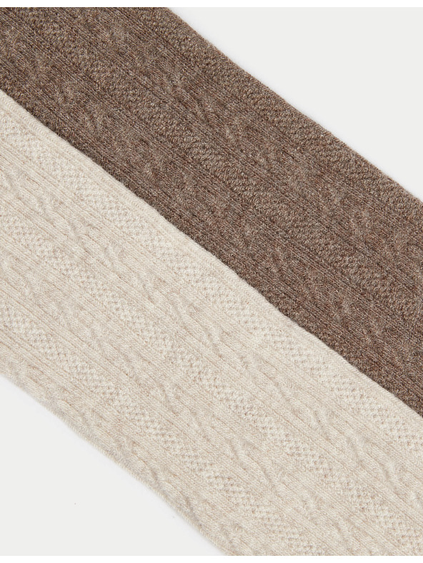 Marks & Spencer Komplet 2 pletenih najlonk s pletenino in visokim deležem bombaže (2–14 let) Marks & Spencer smetanova