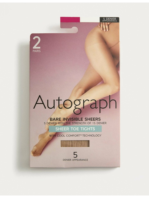 Marks & Spencer Prosojne najlonke, nevidne, 5 DEN, 2 kosa v paketu Marks & Spencer bež