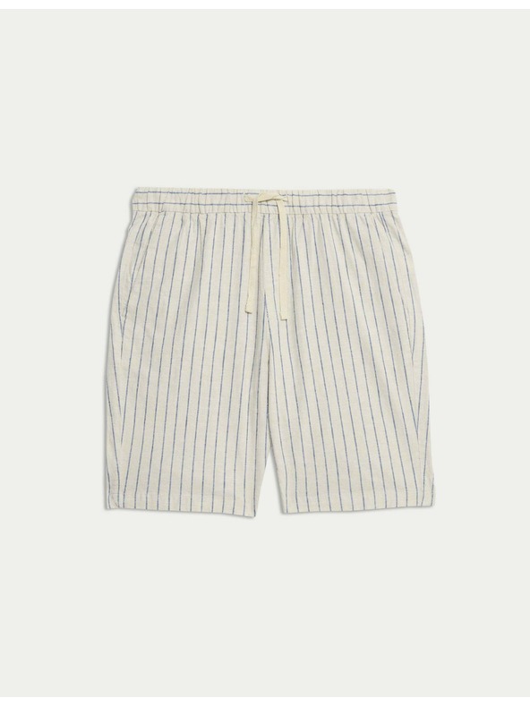 Marks & Spencer Kratke hlače iz mešanice lanu z elastičnim pasom Marks & Spencer bež