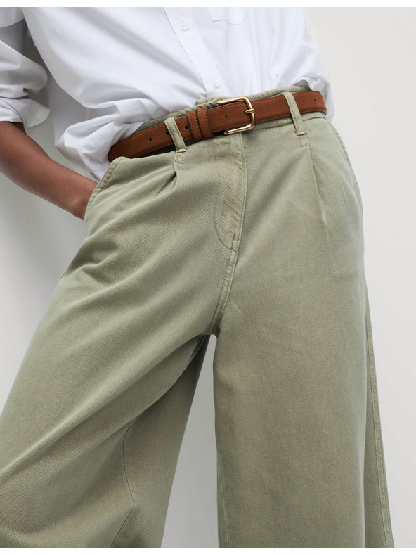 Marks & Spencer Mečkane hlače z Wide-leg krojem in visokim deležem bombaže Marks & Spencer rjava