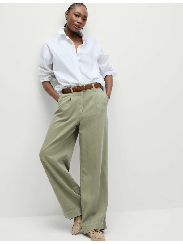 Marks & Spencer Mečkane hlače z Wide-leg krojem in visokim deležem bombaže Marks & Spencer rjava