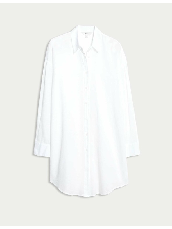 Marks & Spencer Plaža srajca iz čiste bombaže z ovratnikom Marks & Spencer bela
