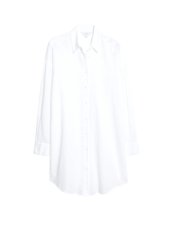 Marks & Spencer Plaža srajca iz čiste bombaže z ovratnikom Marks & Spencer bela