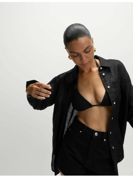 Marks & Spencer Plaža srajca iz čiste bombaže z ovratnikom Marks & Spencer črna