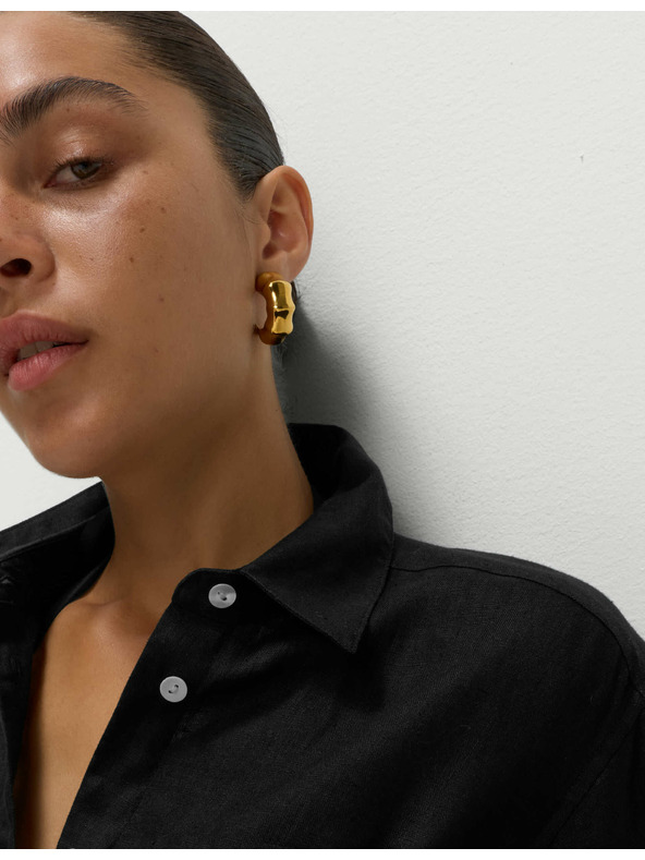 Marks & Spencer Plaža srajca iz čiste bombaže z ovratnikom Marks & Spencer črna