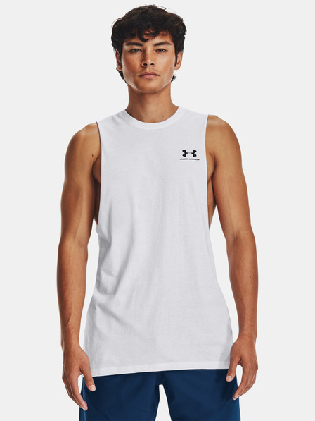Under Armour Moška majica brez rokavov Under Armour UA LEFT CHEST CUT OFF TANK-WHT