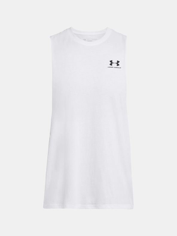 Under Armour Moška majica brez rokavov Under Armour UA LEFT CHEST CUT OFF TANK-WHT