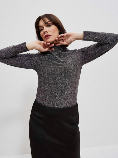 Moodo Črna ženska bluza s kovinsko nitjo Moodo