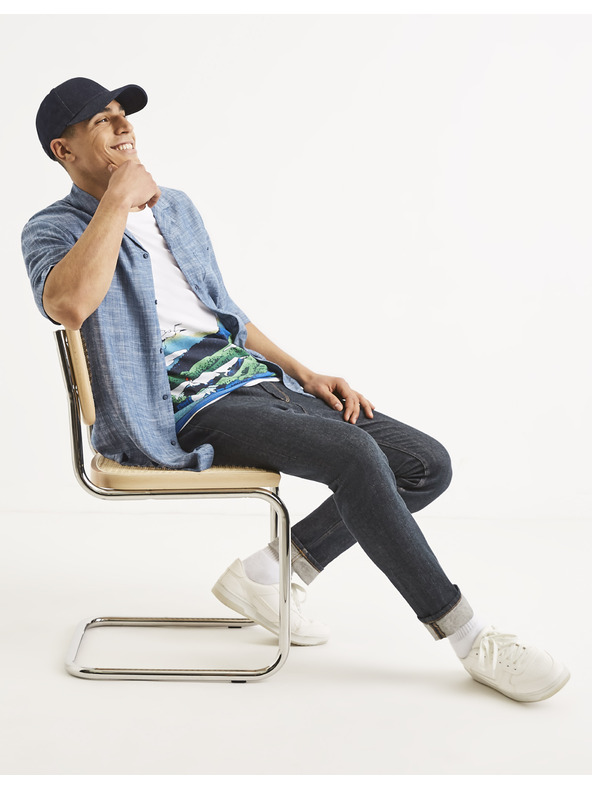 Celio Modra moška črtasta majica Celio Tallinn