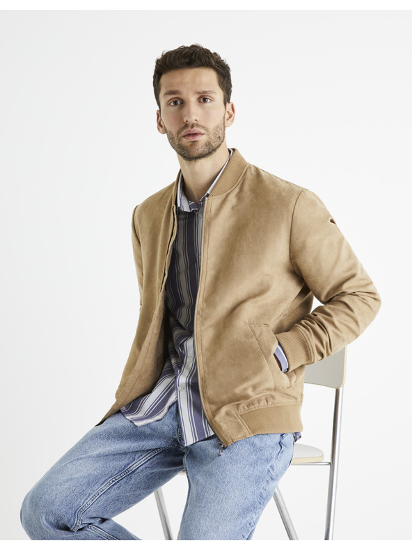 Celio Svetlo rjava moška bombera iz semiša Celio Budain