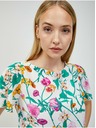 Orsay Zeleno-bela cvetlična bluza z zavezovanjem na hrbtu ORSAY