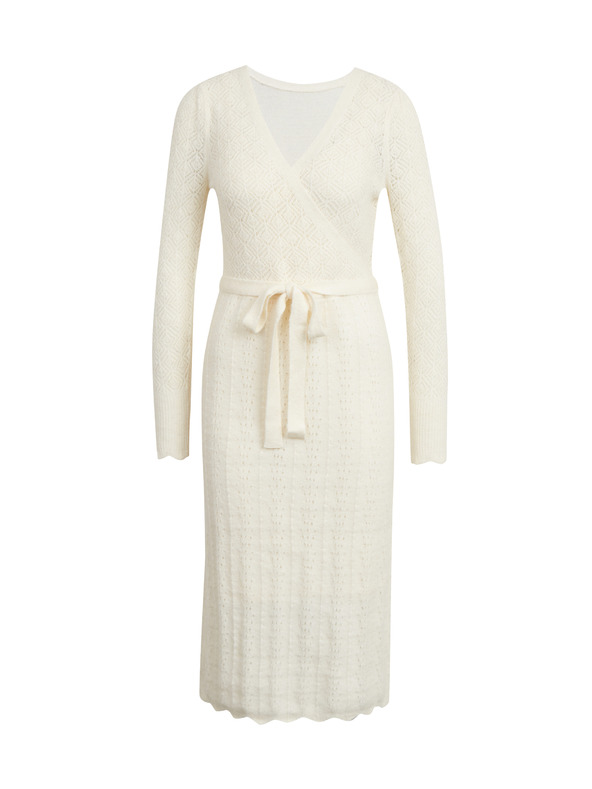 Orsay Krem ženska perforirana puloverska obleka z zavezovanjem ORSAY