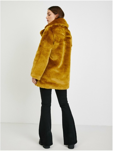 Orsay Gorčično rumen ženski plašč iz umetnega krzna ORSAY