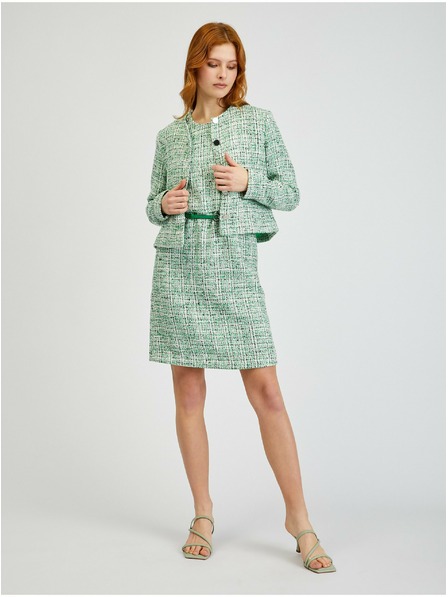 Orsay Zelena ženska vzorčasta obleka s pasom ORSAY