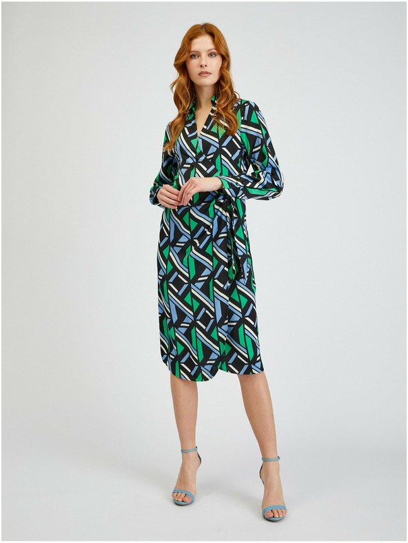 Orsay Zeleno-črna ženska vzorčasta ovita obleka ORSAY