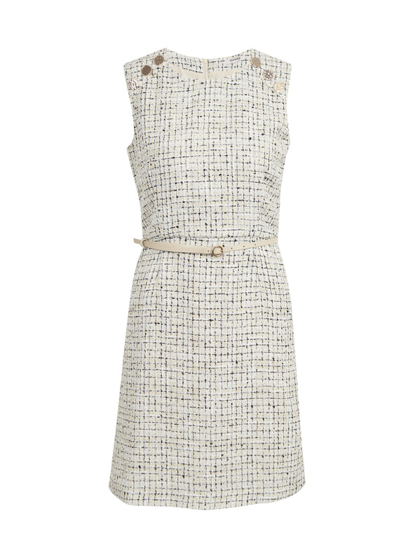 Orsay Krem ženska vzorčasta obleka s pasom ORSAY