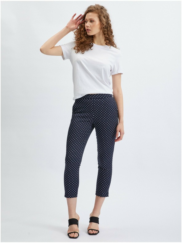 Orsay Temno modre ženske tričetrtinske pikčaste hlače ORSAY