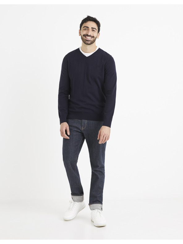 Celio Temno moder pulover Celio Veviflex