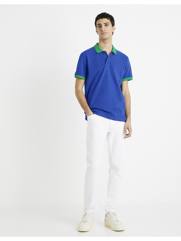 Celio Modra moška polo majica Celio Decabestan